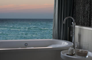 Bath with ocean views